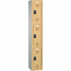 ASI Storage Traditional 3-Tier 3 Door Plastic Locker, 12"W x 18"D x 24"H, Charcoal, Assembled