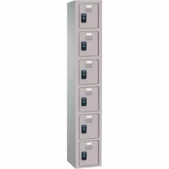 ASI Storage Traditional 6-Tier 6 Door Plastic Locker, 12"W x 18"D x 12"H, Charcoal, Assembled