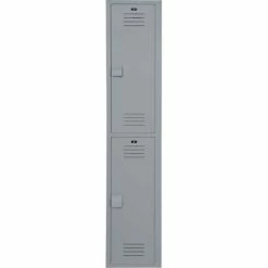 Bradley Corporation Bradley 2-Tier 2 Door Lenox Plastic Locker, 12"W x 12"D x 36"H, Gray, Assembled -Deals Lockers Store BY1 LK1212722HV 200