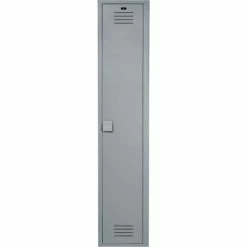 Bradley Corporation Bradley 1-Tier 1 Door Lenox Plastic Locker, 12"W x 15"D x 72"H, Gray, Assembled -Deals Lockers Store BY1 LK1215721HV 200