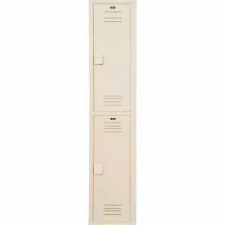 Bradley Corporation Bradley 2-Tier 2 Door Lenox Plastic Locker, 12"W x 18"D x 30"H, Beige, Assembled -Deals Lockers Store BY1 LK1218602HV 202