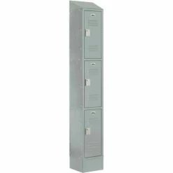 Digilock® LockUp 3-Tier 3 Door Electronic Locker w/Louver Door, 12"Wx18"Dx24"H, Gray, Assembled