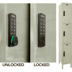 Hallowell® DigiTech™ 1-Tier 1 Door Electronic Access Locker, 12"Wx18"Dx72"H, Tan,Assembled -Deals Lockers Store DigiTech H1 Lock Detail 02