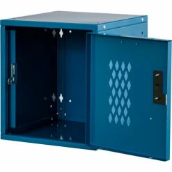 Hallowell Cubix Modular Locker w/Perforated Door & Padlock, 11-3/4Wx11Dx12-1/8H, Blue, Unassembled -Deals Lockers Store HAO HC121212 1DP MB B