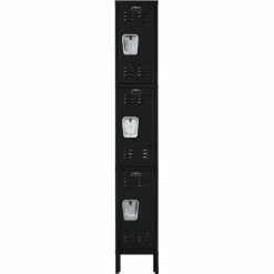 Hallowell® 3-Tier 3 Door Premium Locker, 12"W x 12"D x 24"H, Black, Unassembled