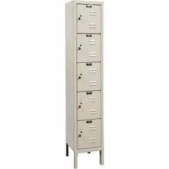 Hallowell® 5-Tier 5 Door Premium Locker, 12"W x 15"D x 12"H, Tan, Assembled