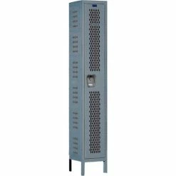 Hallowell® 1-Tier 1 Door Heavy-Duty Ventilated Locker, 12"Wx15"Dx72"H, Dark Gray, Assembled