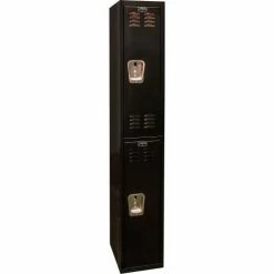 Hallowell® 2-Tier 2 Door Tie Locker, 12"W x 18"D x 36"H, Black, Unassembled