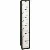 Hallowell® 6-Tier 6 Door Tie Locker, 12"W x 18"D x 12"H, Black/Light Gray, Assembled -Deals Lockers Store HAO U1282 6A MP