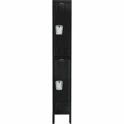 Hallowell® 2-Tier 3 Door Premium Locker 12"W x 18"D x 36"H, Black, Unassembled