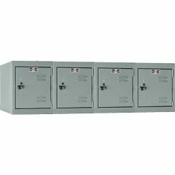 Hallowell® 1-Tier 4 Door Premium Locker, Wall Mount, 12"Wx18"Dx14-3/4"H, Dark Gray, Assembled