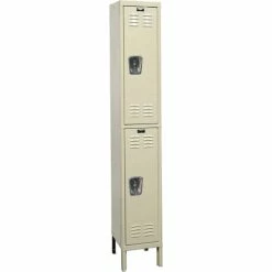 Hallowell® 2-Tier 2 Door Premium Locker, 15"W x 21"D x 36"H, Tan, Assembled