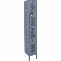 Hallowell® 2-Tier 2 Door Heavy Duty Ventilated Locker, 18"Wx18"Dx36"H, Dark Gray, Assembled