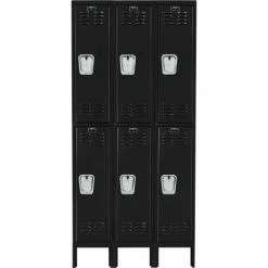 Hallowell® 2-Tier 6 Door Premium Locker, 12"W x 12"D x 36"H, Black, Unassembled