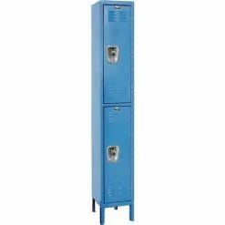 Hallowell® Ready-Built™ 2-Tier 2 Door Locker, 12"W x 12"D x 36"H, Blue, Assembled
