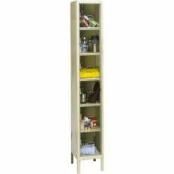 Hallowell® 6-Tier 6 Door Safety-View Locker, 12"W x 12"D x 12"H, Tan, Assembled
