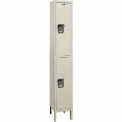 Hallowell® 2-Tier 2 Door Maintenance-Free Quiet Locker, 15"Wx24"Dx36"H, Tan, Unassembled