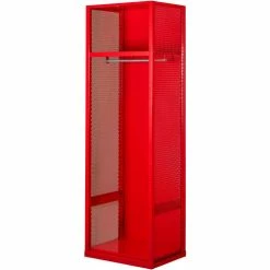 Hallowell Welded Steel Gear Locker With Top Shelf, 24"Wx28"Dx72"H, Red, Assembled