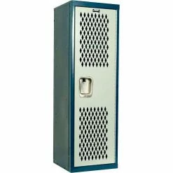 Hallowell 1 Door Home Team Ventilated Locker, 15"Wx15"Dx48"H, Dark Blue/Light Gray, Unassembled
