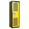 Hallowell 1 Door Home Team Ventilated Locker, 15"Wx15"Dx48"H, Black/Yellow, Unassembled -Deals Lockers Store HL2 HTL151548 1MT