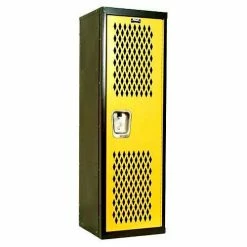 Hallowell 1 Door Home Team Ventilated Locker, 15"Wx15"Dx48"H, Black/Yellow, Unassembled