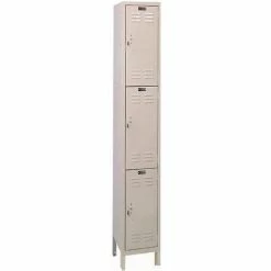 Hallowell® ValueMax™ 3-Tier 3 Door Locker, 12"W x 12"D x 24"H, Tan, Assembled