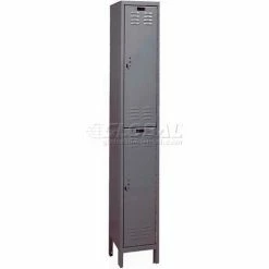 Hallowell® ValueMax™ 2-Tier 2 Door Locker, 12"Wx15"Dx36"H, Dark Gray, Unassembled