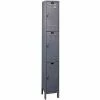 Hallowell® ValueMax™ 3-Tier 3 Door Locker, 12"Wx15"Dx24"H, Dark Gray, Unassembled -Deals Lockers Store HLL UH1258 3HG