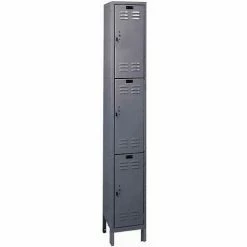 Hallowell® ValueMax™ 3-Tier 3 Door Locker, 12"Wx15"Dx24"H, Dark Gray, Unassembled
