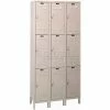 Hallowell® ValueMax™ 3-Tier 9 Door Locker, 12"W x 15"D x 24"H, Tan, Unassembled -Deals Lockers Store HLL UH3258 3PT