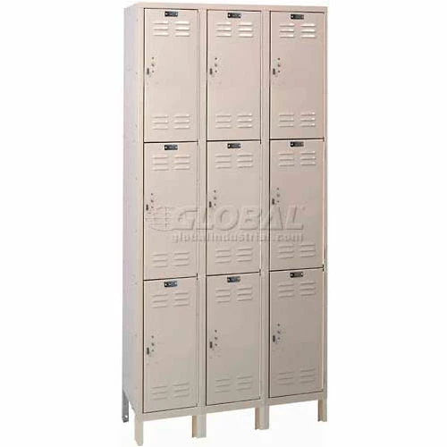 Hallowell® ValueMax 3-Tier 9 Door Locker, 12"W x 15"D x 24"H, Tan, Unassembled 3 Hallowell® ValueMax 3-Tier 9 Door Locker, 12"W x 15"D x 24"H, Tan, Unassembled