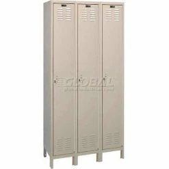 Hallowell® ValueMax™ 1-Tier 3 Door Locker, 12"W x 18"D x 72"H, Tan, Unassembled