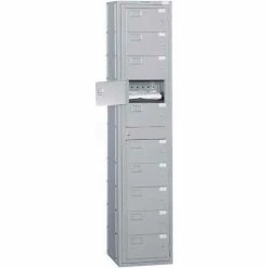 Penco® 10 Door Folded Garment Locker W/Turn Knob Locks, 16-1/2"Wx16"Dx72-1/2"H, Gray, Assembled