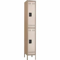Safco® 2-Tier 2 Door Office Locker, 12"W x 18"D x 36"H, Two Tone Tan, Assembled