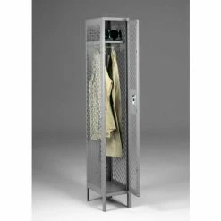 Tennsco® 1-Tier 1 Door Ventilated Locker w/Legs, 12"Wx18"Dx72"H, Medium Gray, All-Welded