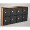 United Visual Products 8 Door Cell Phone Locker W/Key Lock, 24"Wx4"Dx13-1/2"H, Lt Oak/Blk, Assembled