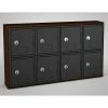 United Visual Products 8 Door Cell Phone Locker W/Key Lock, 24"Wx4"Dx13-1/2"H, Walnut/Blk, Assembled