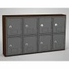United Visual Products 8 Door Cell Phone Locker W/Key Lock, 24"Wx4"Dx13-1/2"H, Walnut/Gray,Assembled -Deals Lockers Store UNN UVQ1035