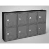 United Visual Products 8 Door Cell Phone Locker W/Key Lock, 22"Wx4"Dx12-1/2"H, Blk/Gray, Assembled