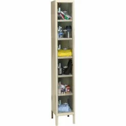 Global Industrial™ 6-Tier 6 Door Clear View Locker, 12"W x 18"D x 12"H, Tan, Assembled