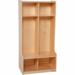 Wood Designs™ Two Section Wood Seat Locker - Natural
