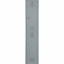 Bradley Corporation Bradley 2-Tier 2 Door Lenox Plastic Locker, 12"W x 15"D x 36"H, Gray, Assembled