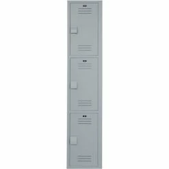 Bradley Corporation Bradley 3-Tier 3 Door Lenox Plastic Locker, 12"W x 15"D x 20"H, Gray, Assembled